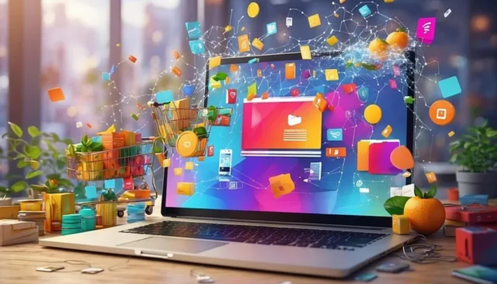 UX design med digitala ikoner på laptop