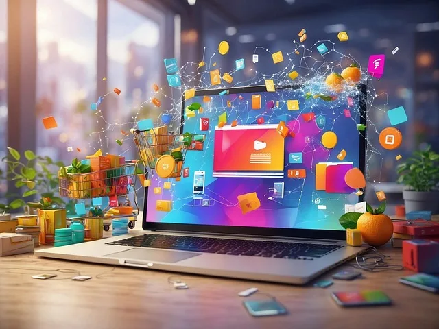 UX design med digitala ikoner på laptop